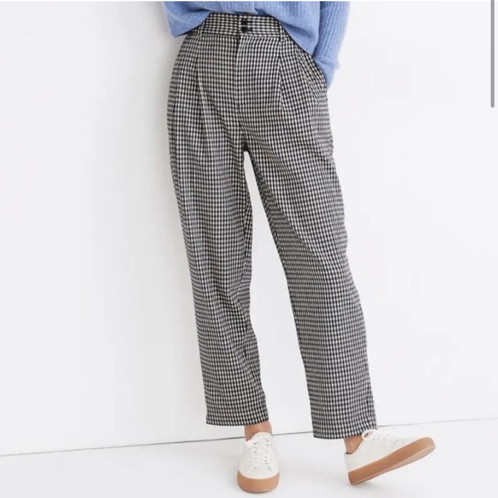 Madewell tapered leg checkered pant